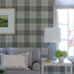 Purchase 4192-27695 Chesapeake Wallpaper, Cabin Check Teal Plaid - Plaid & Stripe1
