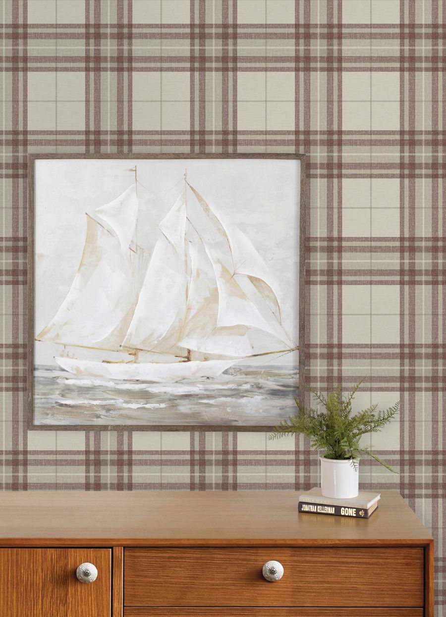 Purchase 4192-27696 Chesapeake Wallpaper, Cabin Check Rust Plaid - Plaid & Stripe12