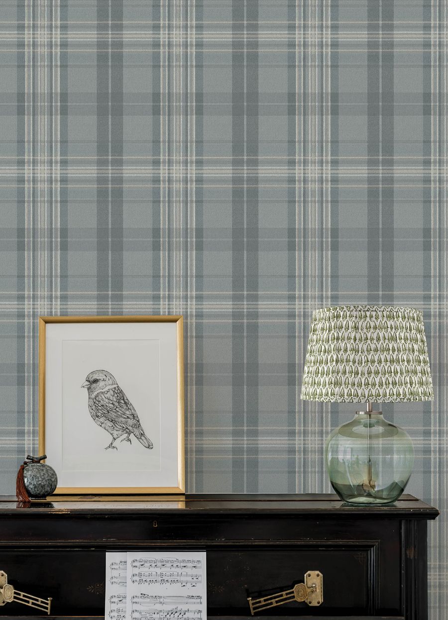 Purchase 4192-330214 Chesapeake Wallpaper, Austin Slate Plaid - Plaid & Stripe1