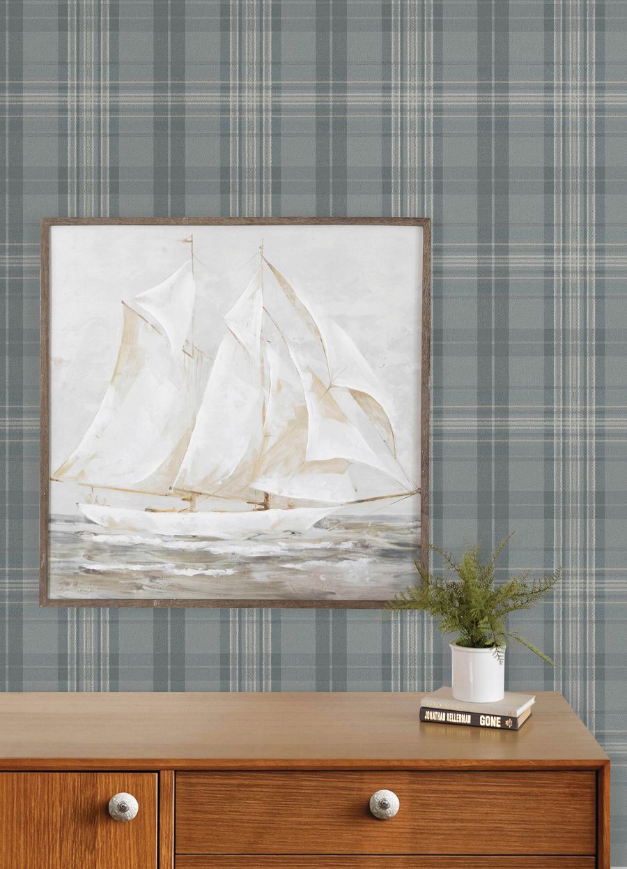 Purchase 4192-330214 Chesapeake Wallpaper, Austin Slate Plaid - Plaid & Stripe12