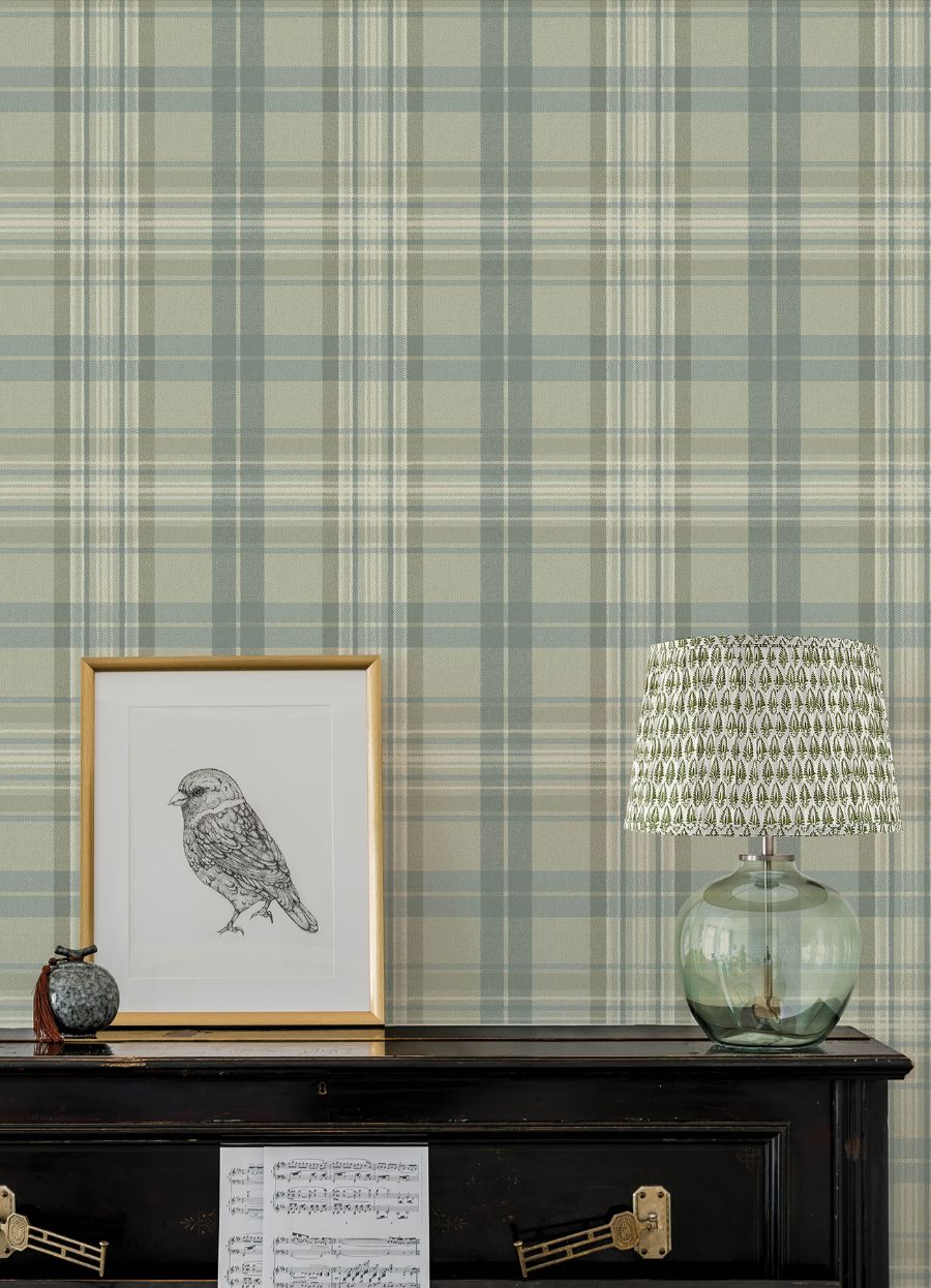 Purchase 4192-330217 Chesapeake Wallpaper, Austin Sage Plaid - Plaid & Stripe1