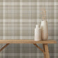 Purchase 4192-72633 Chesapeake Wallpaper, Dutton Plaid Light Brown Flannel - Plaid & Stripe1