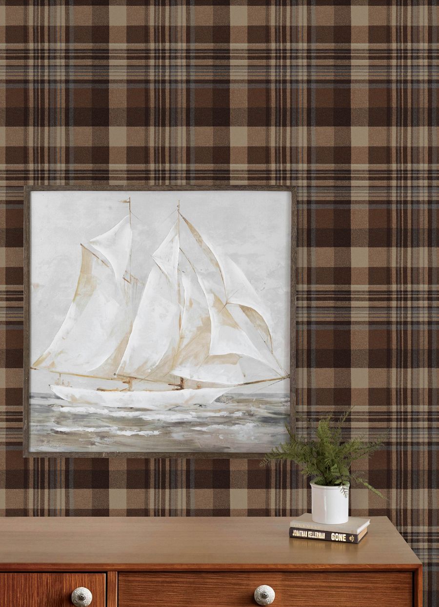 Purchase 4192-72636 Chesapeake Wallpaper, Dutton Plaid Rust Flannel - Plaid & Stripe12
