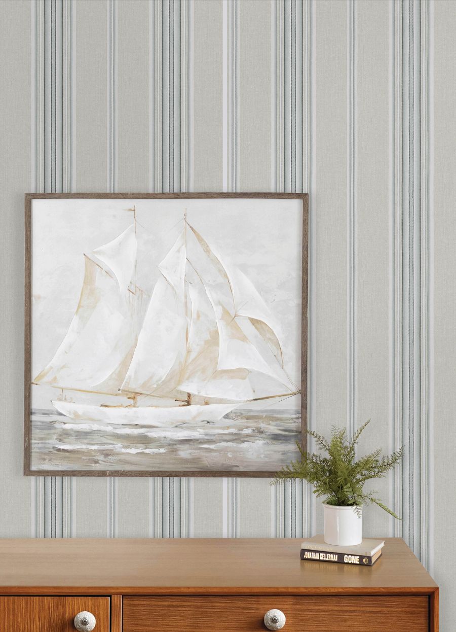 Purchase 4192-83122 Chesapeake Wallpaper, Calvados Turquoise Linen Stripe - Plaid & Stripe12