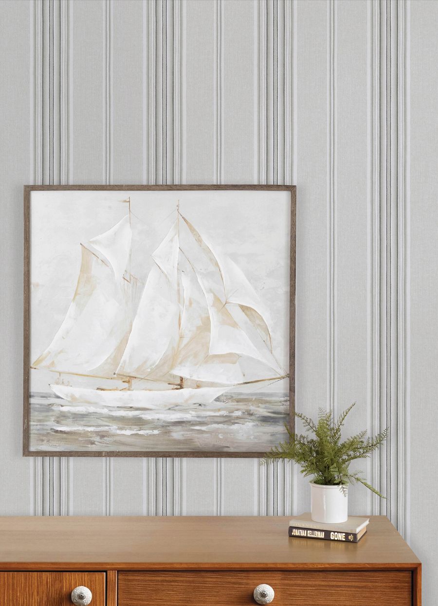 Purchase 4192-83124 Chesapeake Wallpaper, Calvados Grey Linen Stripe - Plaid & Stripe12