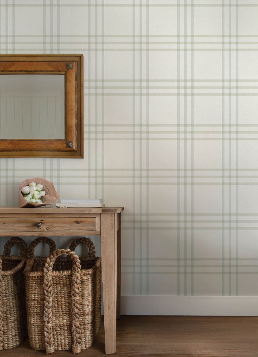 Purchase 4192-83400 Chesapeake Wallpaper, Fletcher Aqua Plaid - Plaid & Stripe1