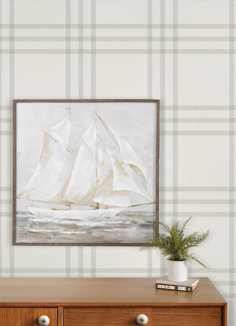 Purchase 4192-83400 Chesapeake Wallpaper, Fletcher Aqua Plaid - Plaid & Stripe12