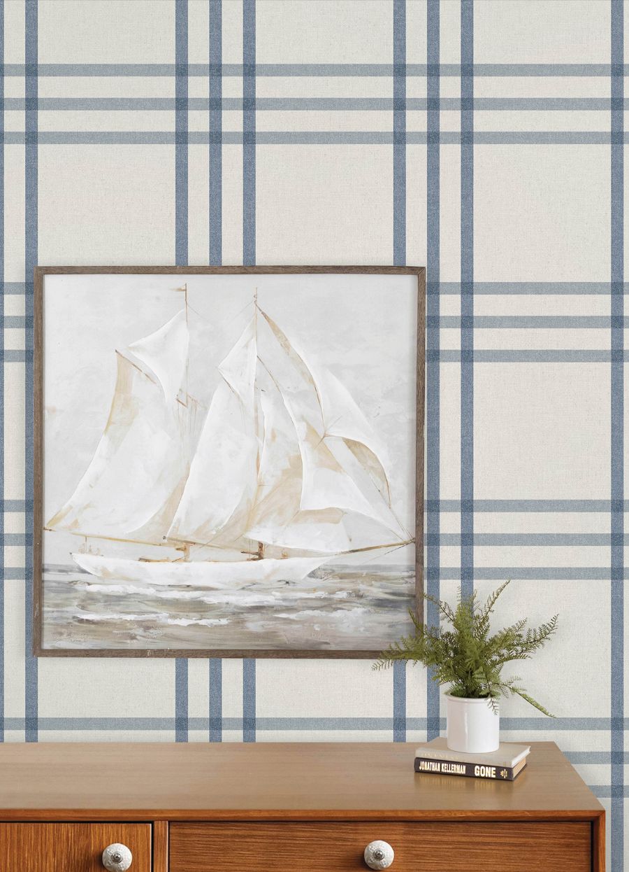 Purchase 4192-83402 Chesapeake Wallpaper, Fletcher Blue Plaid - Plaid & Stripe12