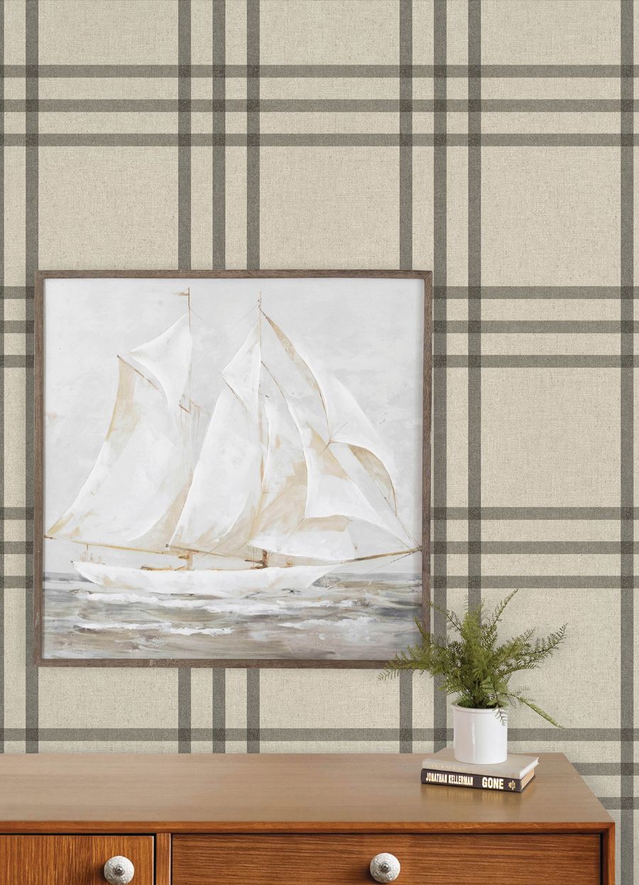 Purchase 4192-83403 Chesapeake Wallpaper, Fletcher Black Plaid - Plaid & Stripe12