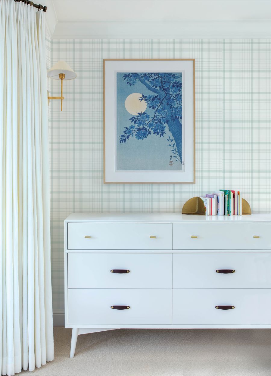 Purchase 4192-83410 Chesapeake Wallpaper, Burgess Light Blue Plaid - Plaid & Stripe1