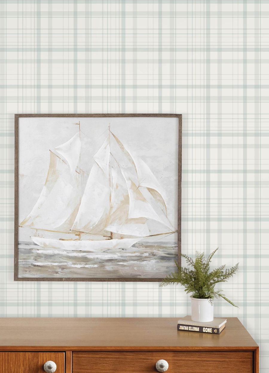 Purchase 4192-83410 Chesapeake Wallpaper, Burgess Light Blue Plaid - Plaid & Stripe12