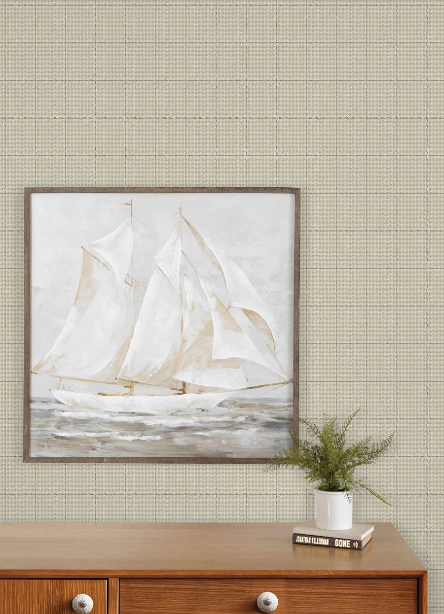 Purchase 4192-83414 Chesapeake Wallpaper, Prescott Taupe Glen Check - Plaid & Stripe12