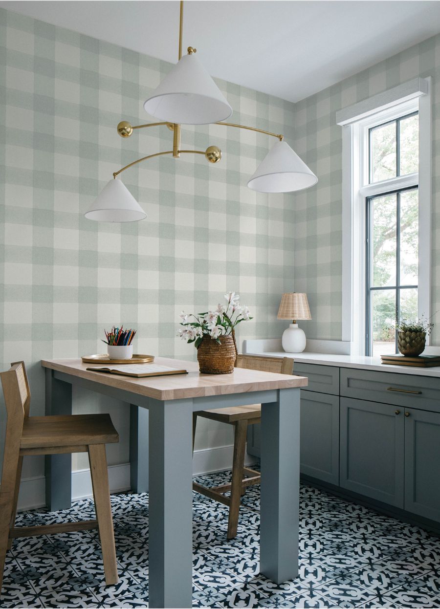 Purchase 4192-83419 Chesapeake Wallpaper, Thorpe Aqua Plaid - Plaid & Stripe1