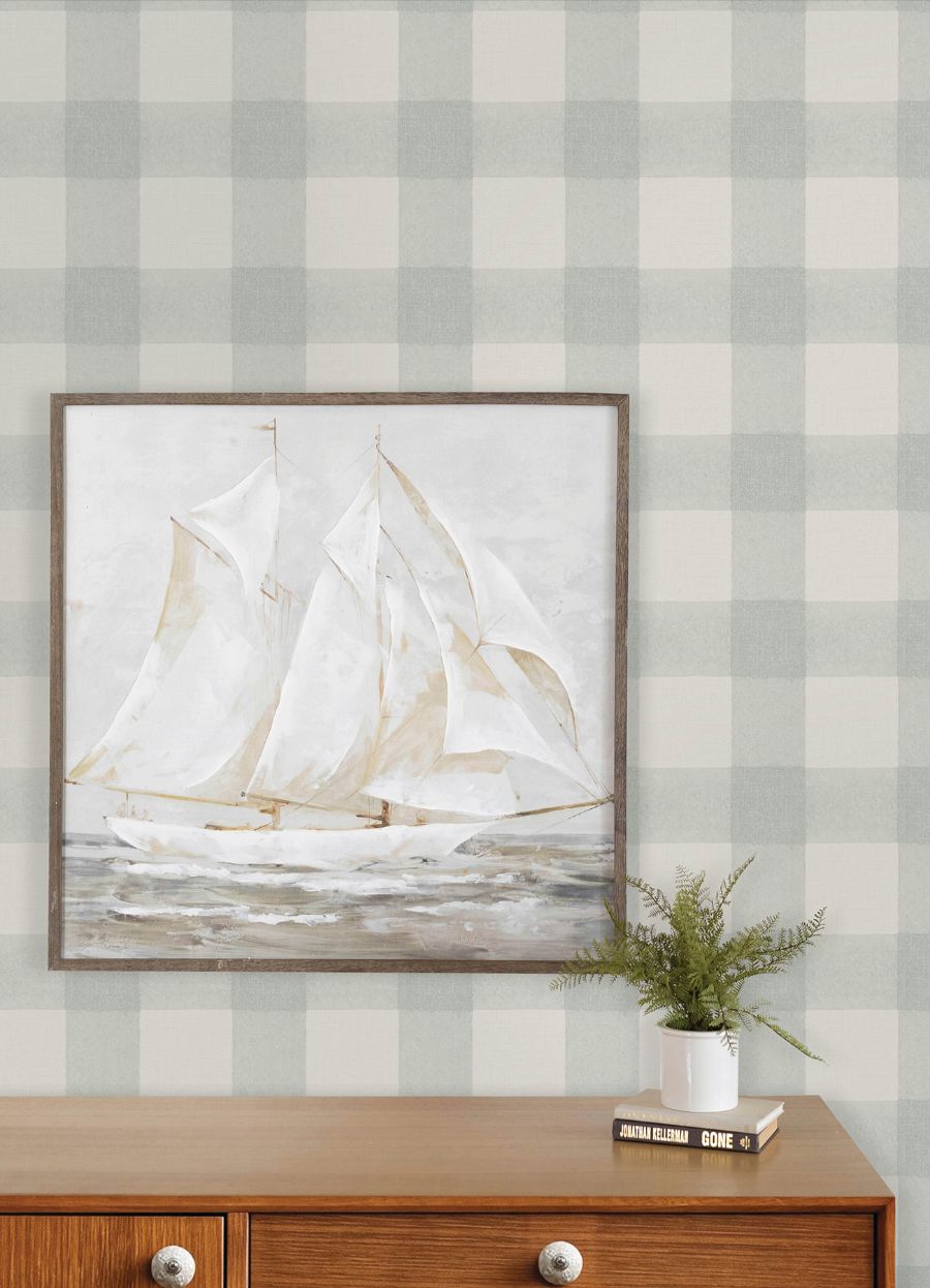 Purchase 4192-83419 Chesapeake Wallpaper, Thorpe Aqua Plaid - Plaid & Stripe12