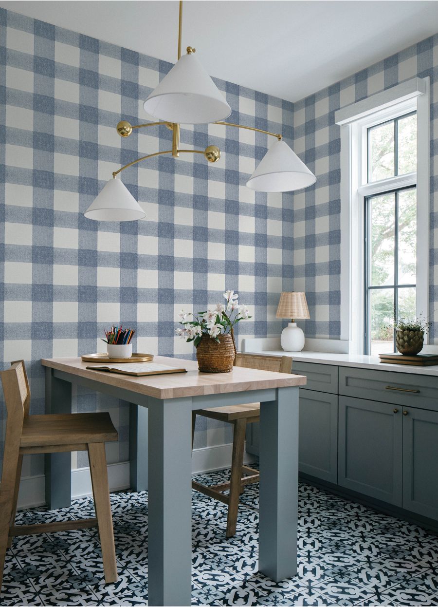 Purchase 4192-83420 Chesapeake Wallpaper, Thorpe Blue Plaid - Plaid & Stripe1