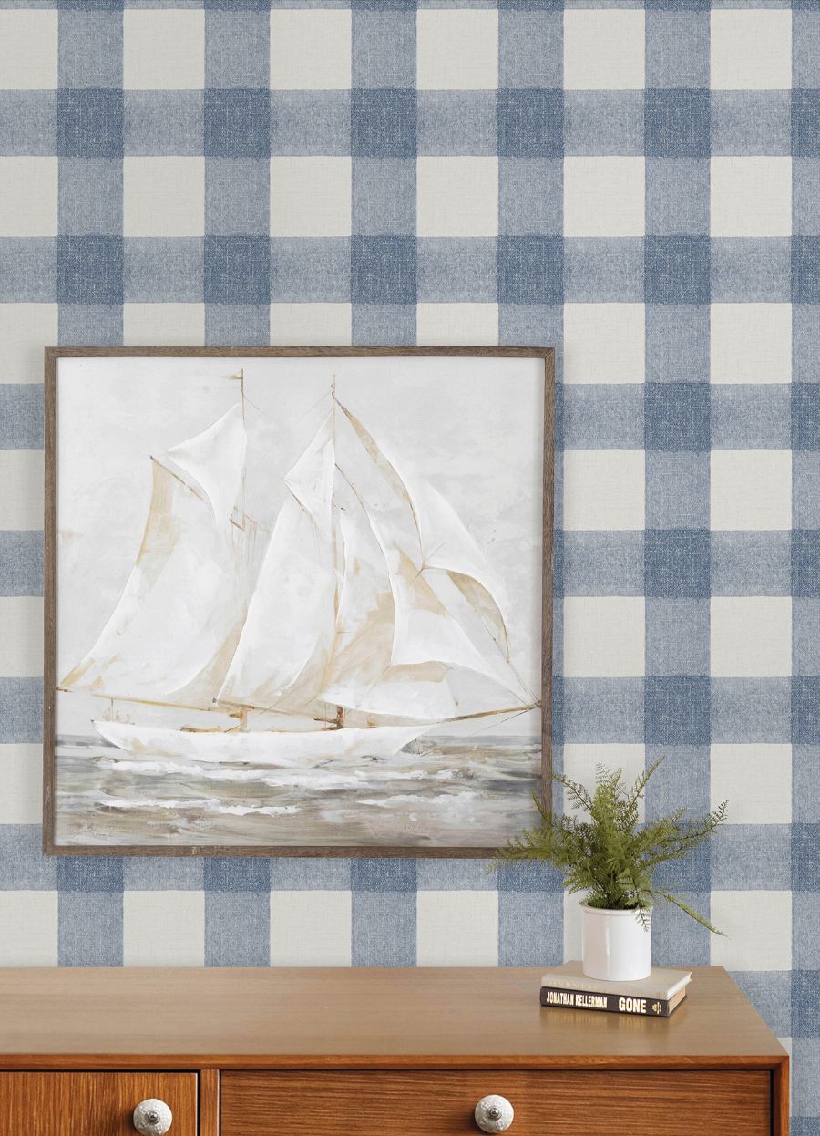 Purchase 4192-83420 Chesapeake Wallpaper, Thorpe Blue Plaid - Plaid & Stripe12