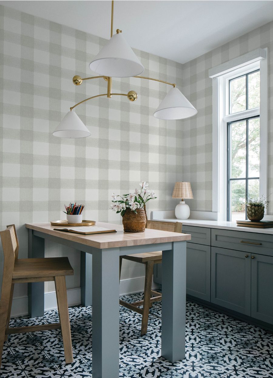 Purchase 4192-83422 Chesapeake Wallpaper, Thorpe Light Grey Plaid - Plaid & Stripe1