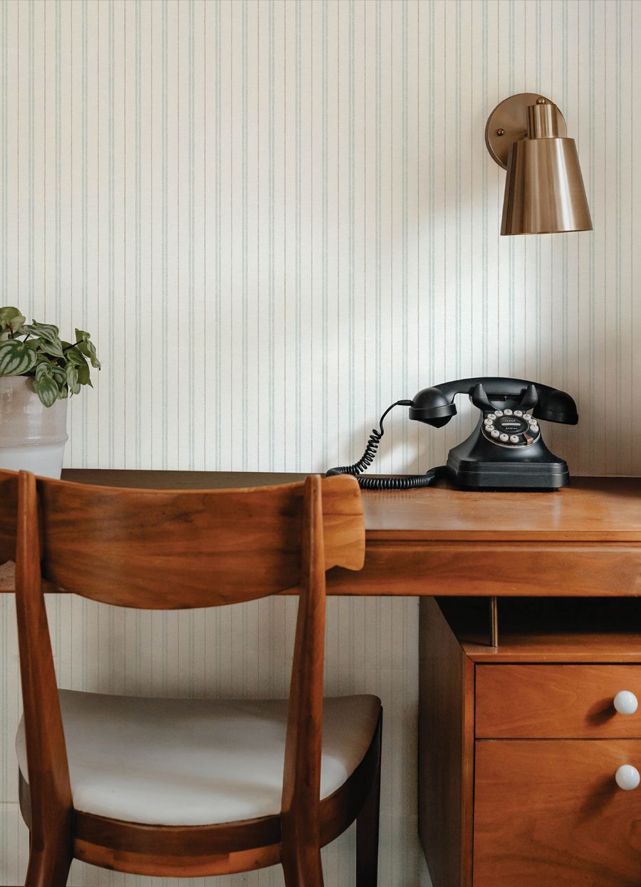 Purchase 4192-83425 Chesapeake Wallpaper, Harville Aqua Double Stripe - Plaid & Stripe1