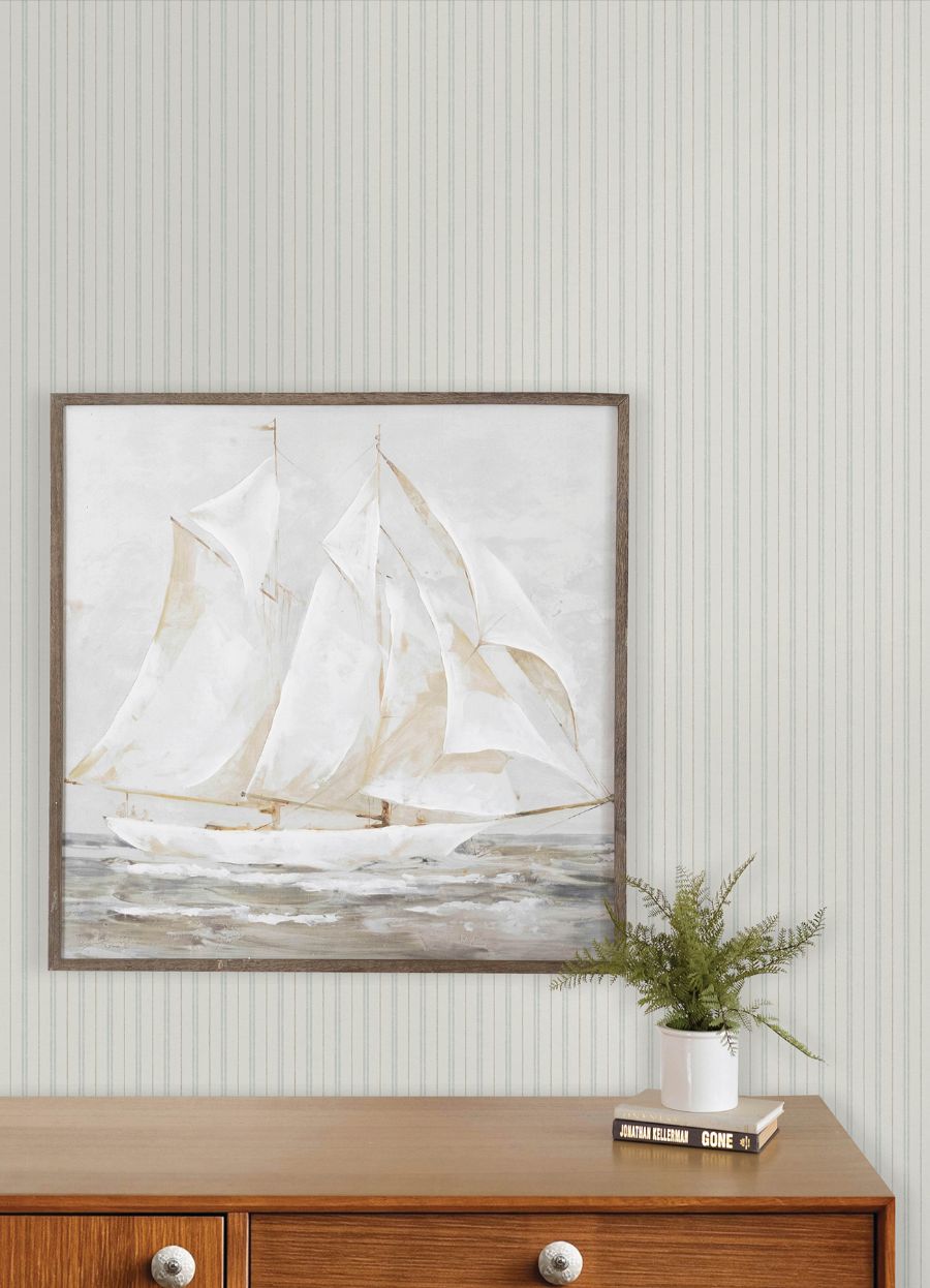 Purchase 4192-83425 Chesapeake Wallpaper, Harville Aqua Double Stripe - Plaid & Stripe12