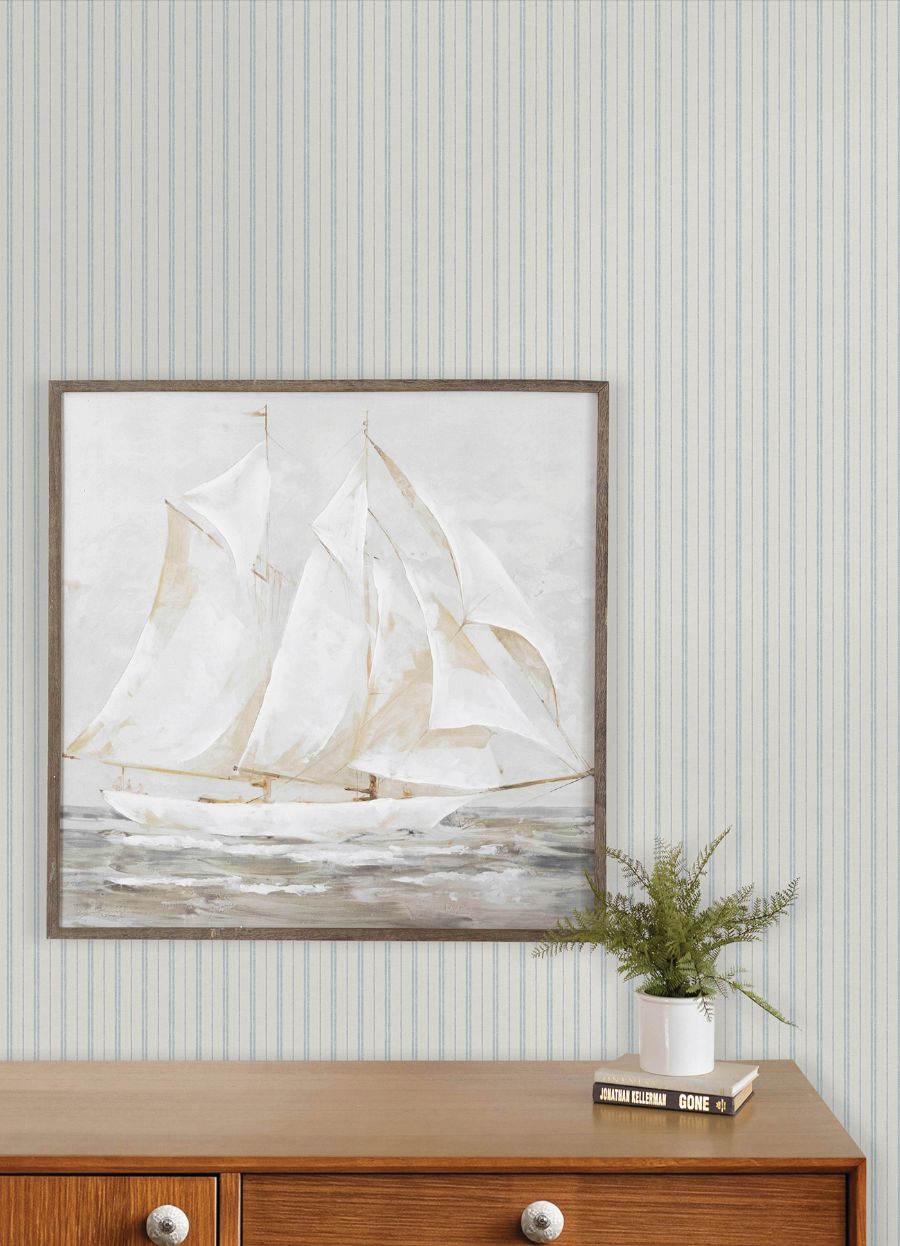 Purchase 4192-83426 Chesapeake Wallpaper, Harville Light Blue Double Stripe - Plaid & Stripe12