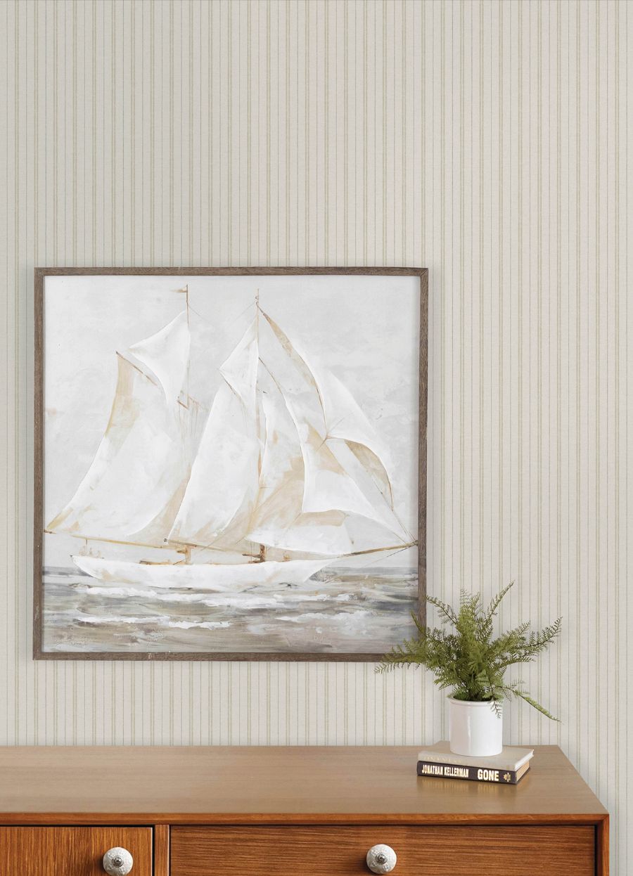 Purchase 4192-83427 Chesapeake Wallpaper, Harville Beige Double Stripe - Plaid & Stripe12