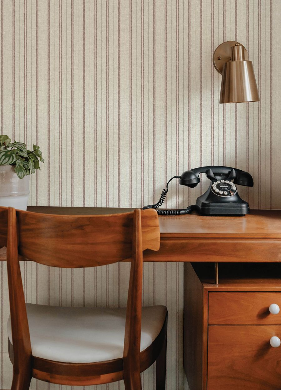 Purchase 4192-83428 Chesapeake Wallpaper, Harville Maroon Double Stripe - Plaid & Stripe1