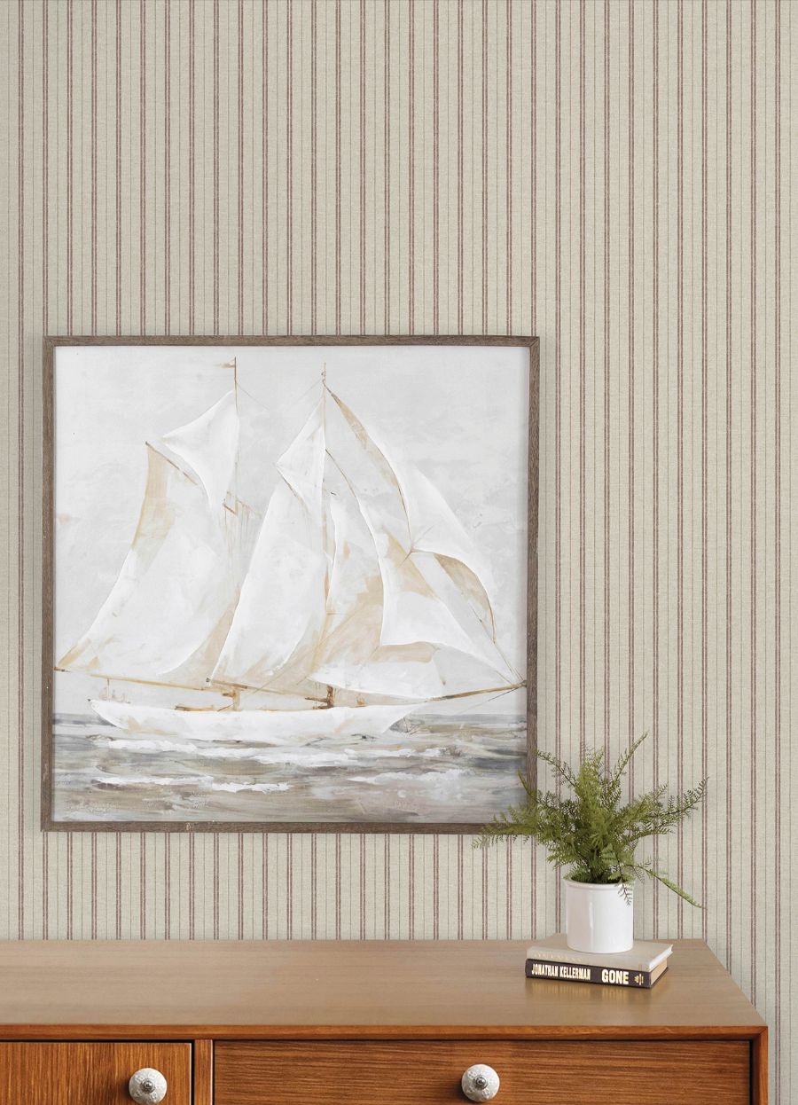 Purchase 4192-83428 Chesapeake Wallpaper, Harville Maroon Double Stripe - Plaid & Stripe12