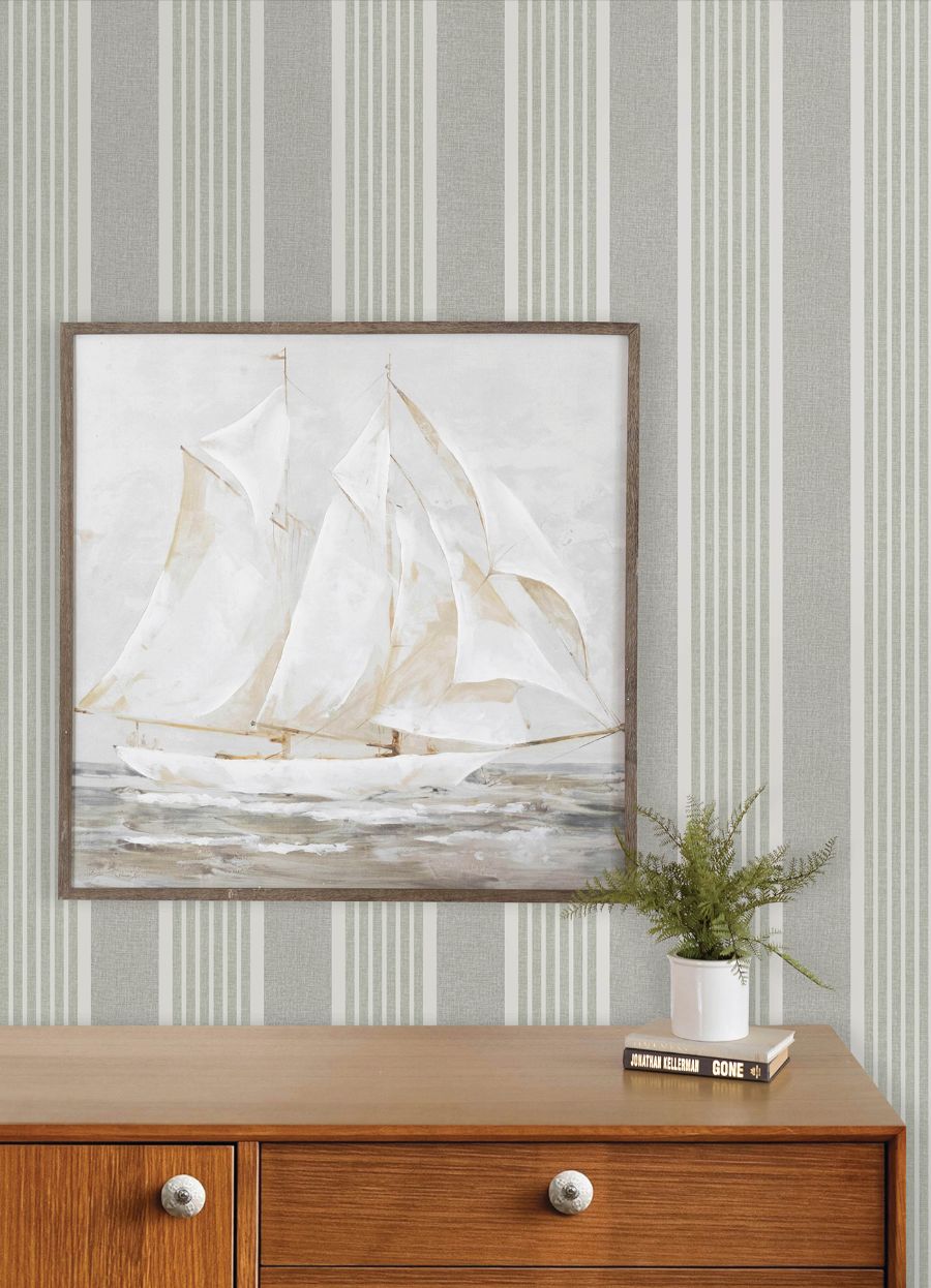 Purchase 4192-83432 Chesapeake Wallpaper, Bingley Green Embellished Stripe - Plaid & Stripe12