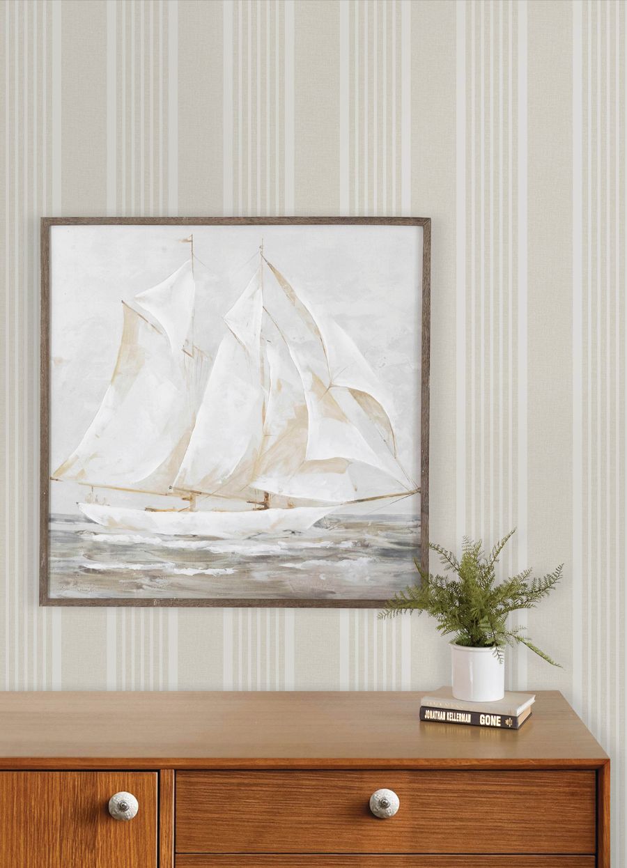 Purchase 4192-83433 Chesapeake Wallpaper, Bingley Beige Embellished Stripe - Plaid & Stripe12