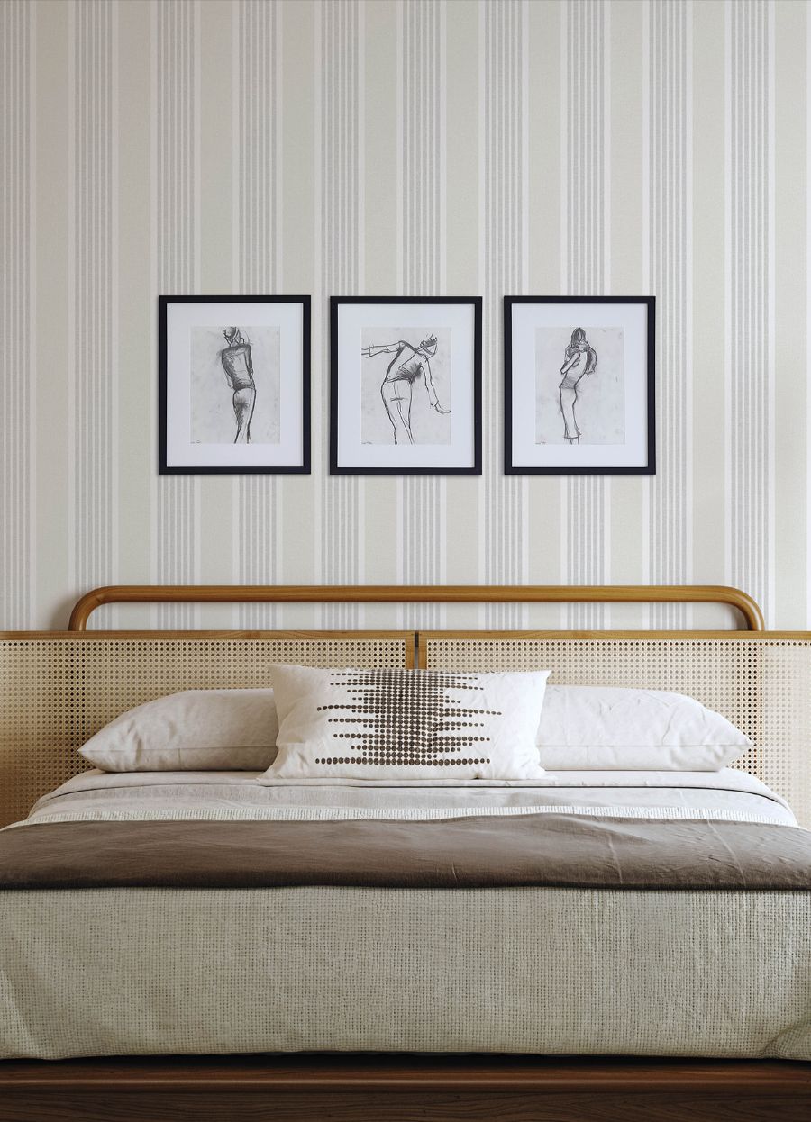 Purchase 4192-83434 Chesapeake Wallpaper, Bingley Light Grey Embellished Stripe - Plaid & Stripe1