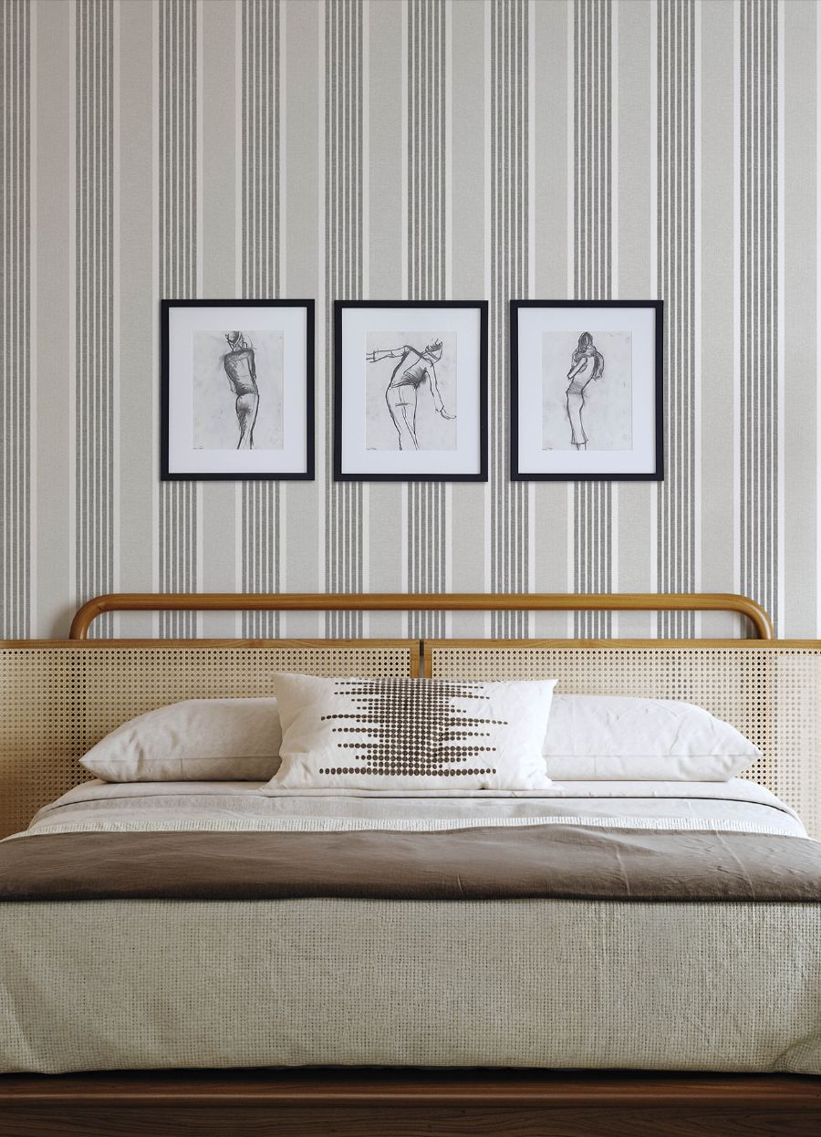 Purchase 4192-83435 Chesapeake Wallpaper, Bingley Charcoal Embellished Stripe - Plaid & Stripe1