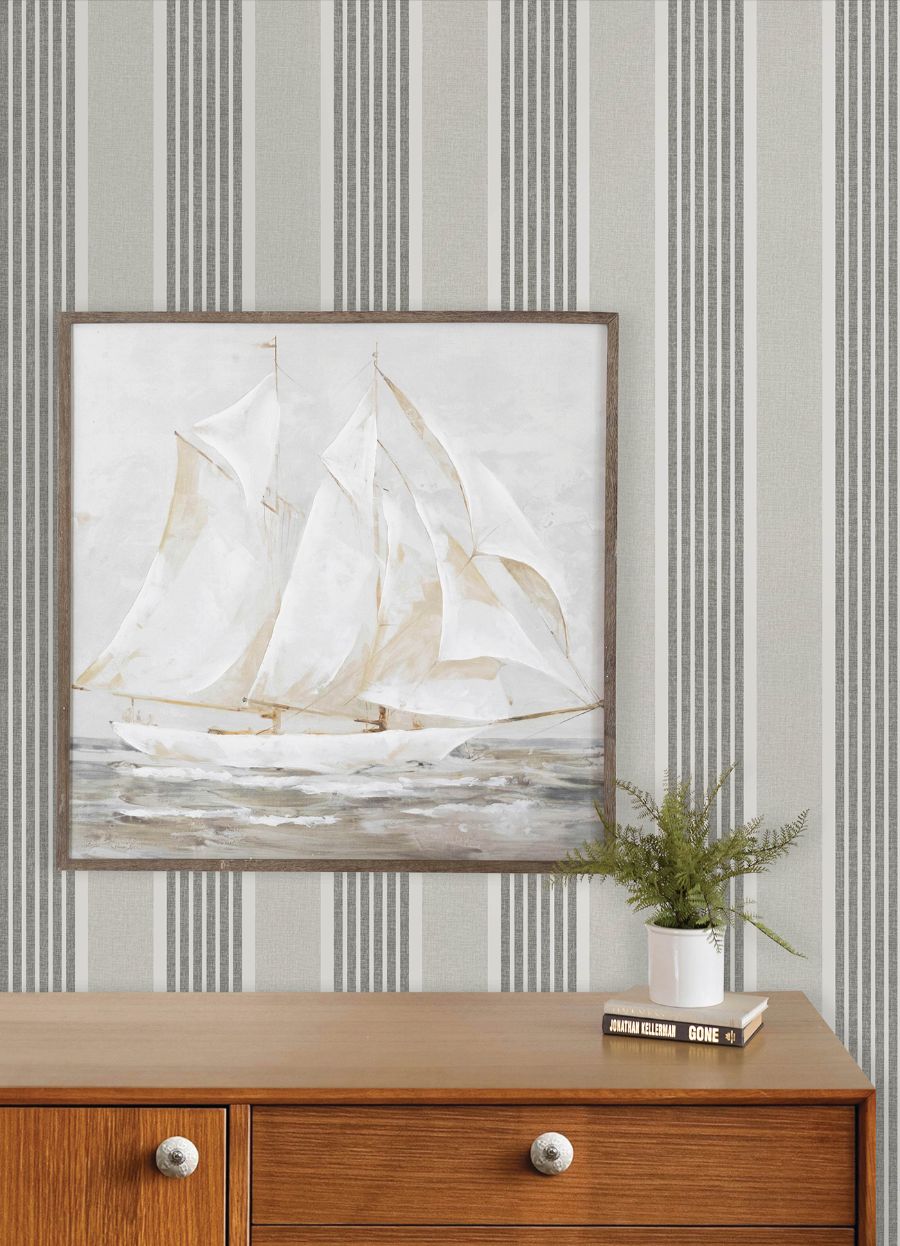 Purchase 4192-83435 Chesapeake Wallpaper, Bingley Charcoal Embellished Stripe - Plaid & Stripe12