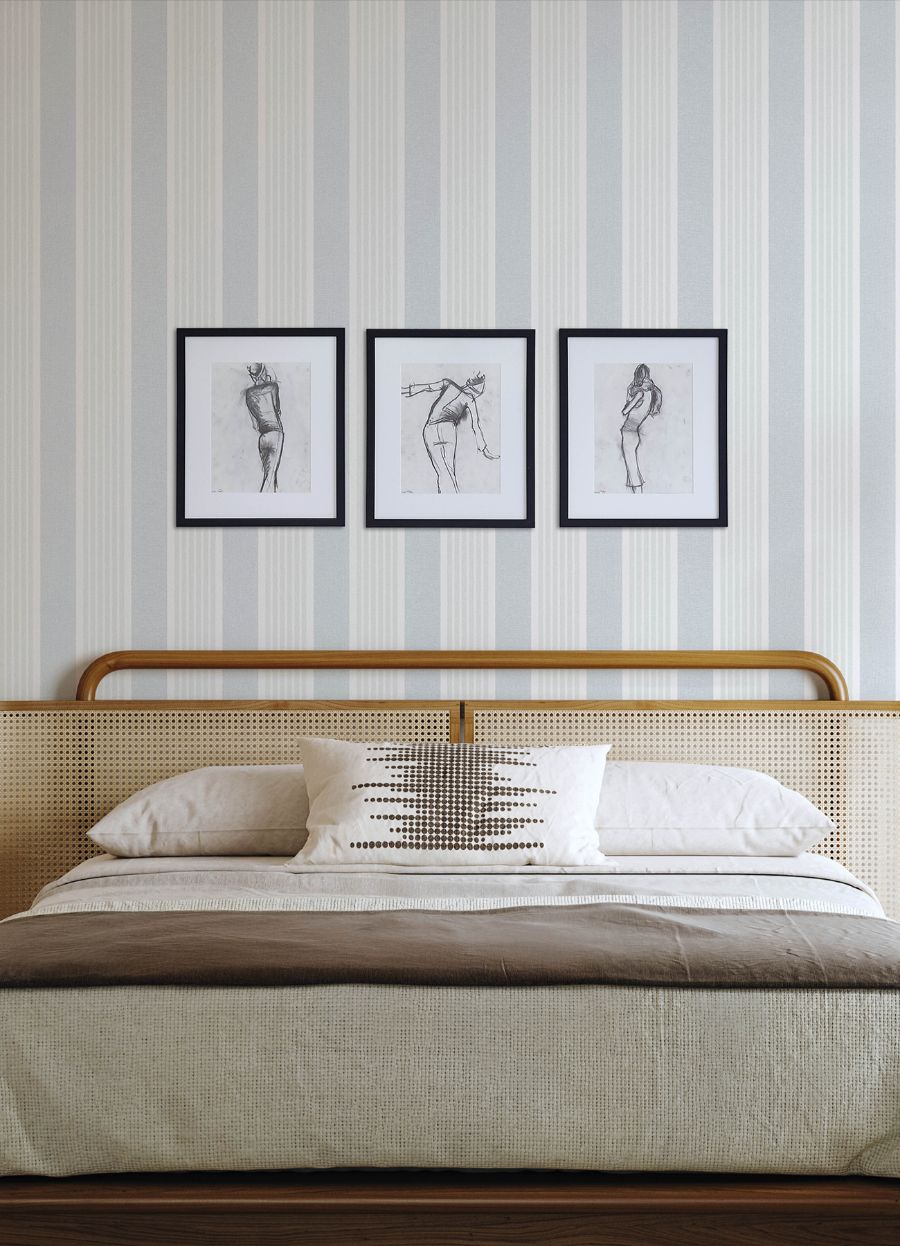 Purchase 4192-83436 Chesapeake Wallpaper, Bingley Light Blue Embellished Stripe - Plaid & Stripe1