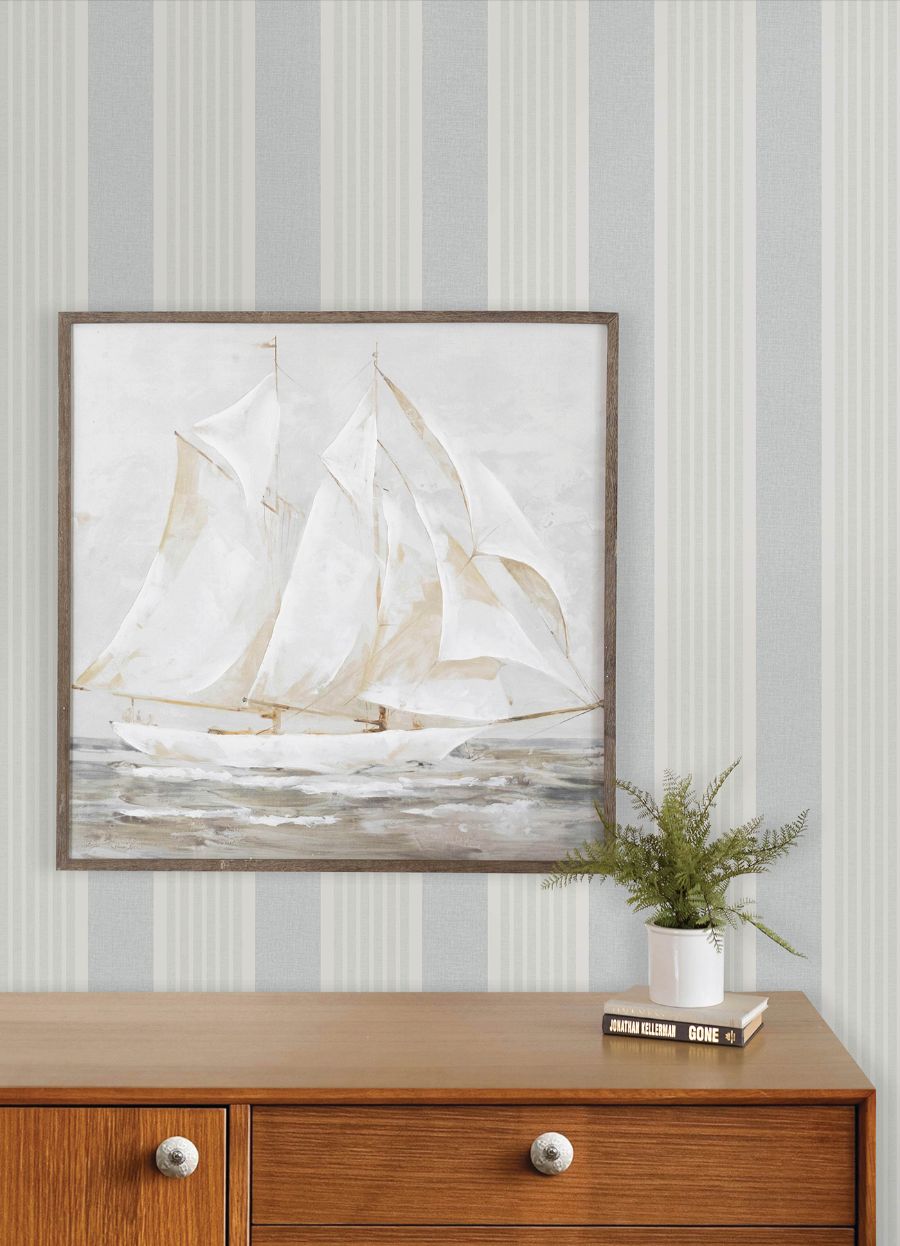 Purchase 4192-83436 Chesapeake Wallpaper, Bingley Light Blue Embellished Stripe - Plaid & Stripe12