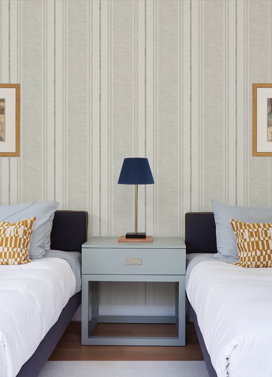 Purchase 4192-83441 Chesapeake Wallpaper, Maddox Grey Flannel Stripe - Plaid & Stripe1