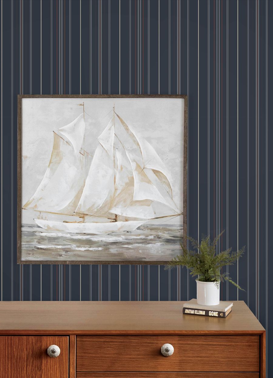 Purchase 4192-83450 Chesapeake Wallpaper, Lascelle Navy Modern Pinstripe - Plaid & Stripe12