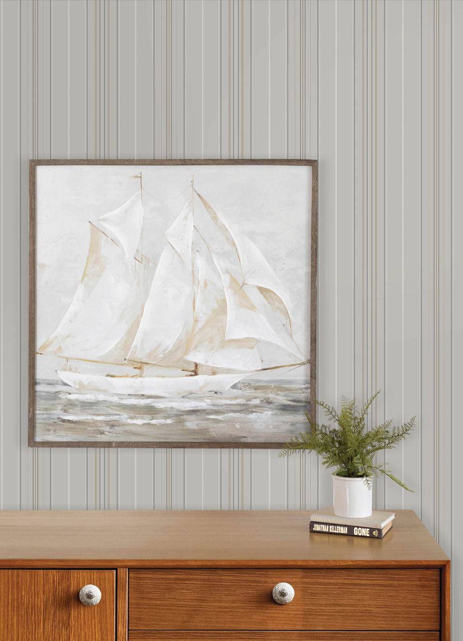 Purchase 4192-83451 Chesapeake Wallpaper, Lascelle Light Grey Modern Pinstripe - Plaid & Stripe12