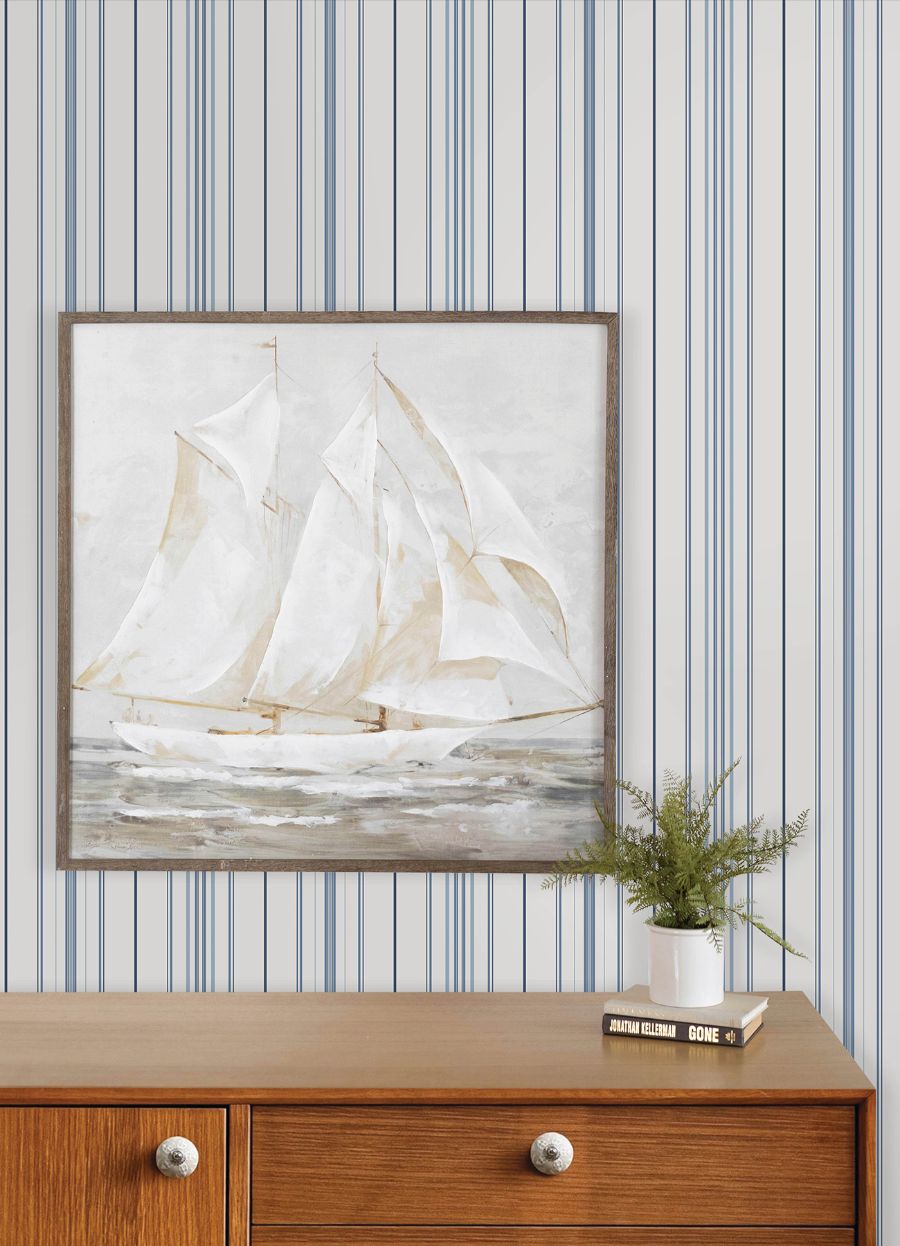 Purchase 4192-83454 Chesapeake Wallpaper, Lascelle Blue Modern Pinstripe - Plaid & Stripe12