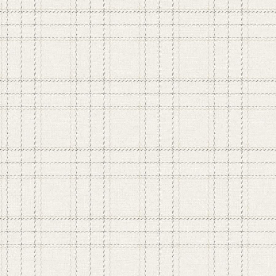 Purchase 4192-83455 Chesapeake Wallpaper, Fox Hollow Ivory Dashed Plaid - Plaid & Stripe
