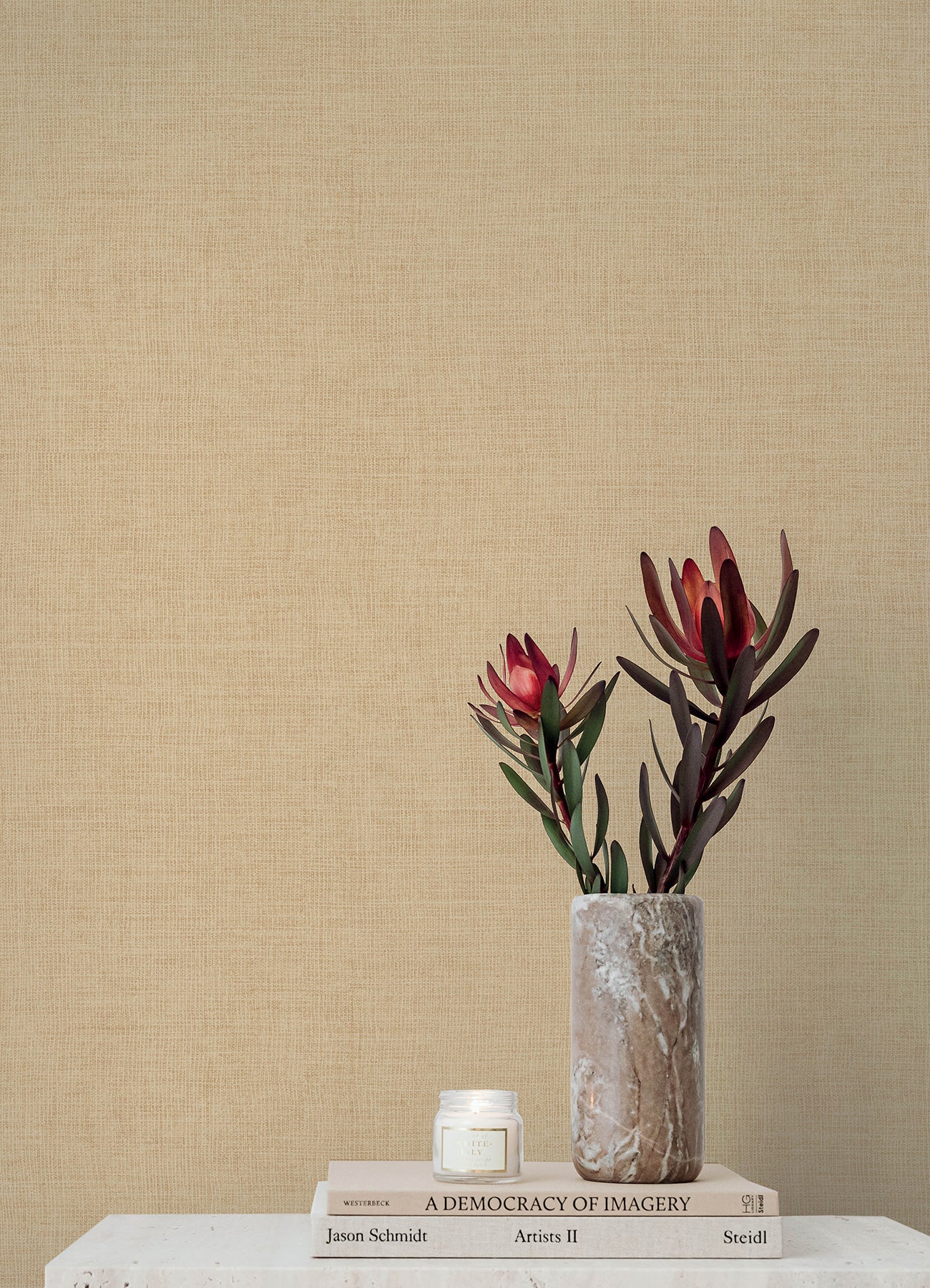Purchase 4193-7405 A-Street Wallpaper, Alba Light Yellow Open Weave - Portofino1