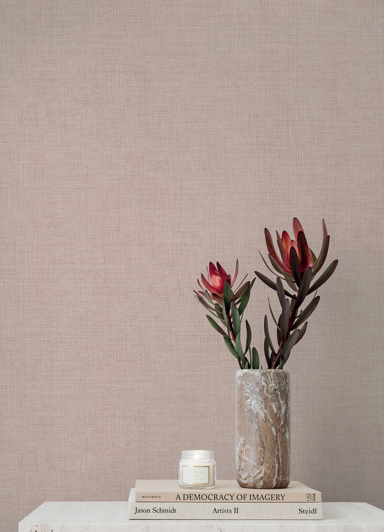 Purchase 4193-7406 A-Street Wallpaper, Alba Blush Open Weave - Portofino1