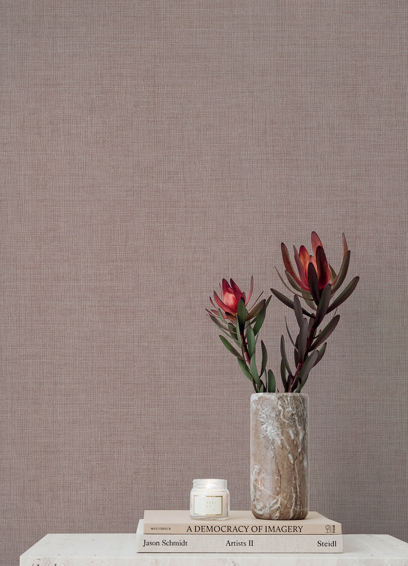 Purchase 4193-7407 A-Street Wallpaper, Alba Rose Open Weave - Portofino1