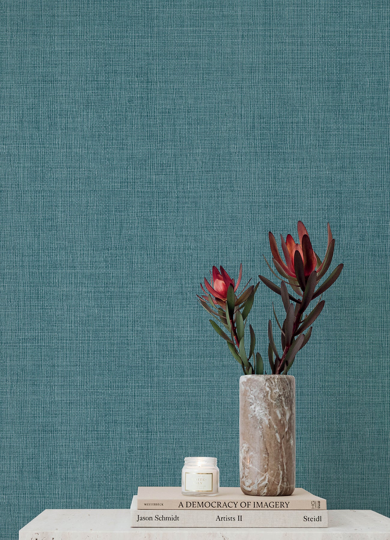 Purchase 4193-7412 A-Street Wallpaper, Alba Turquoise Open Weave - Portofino1