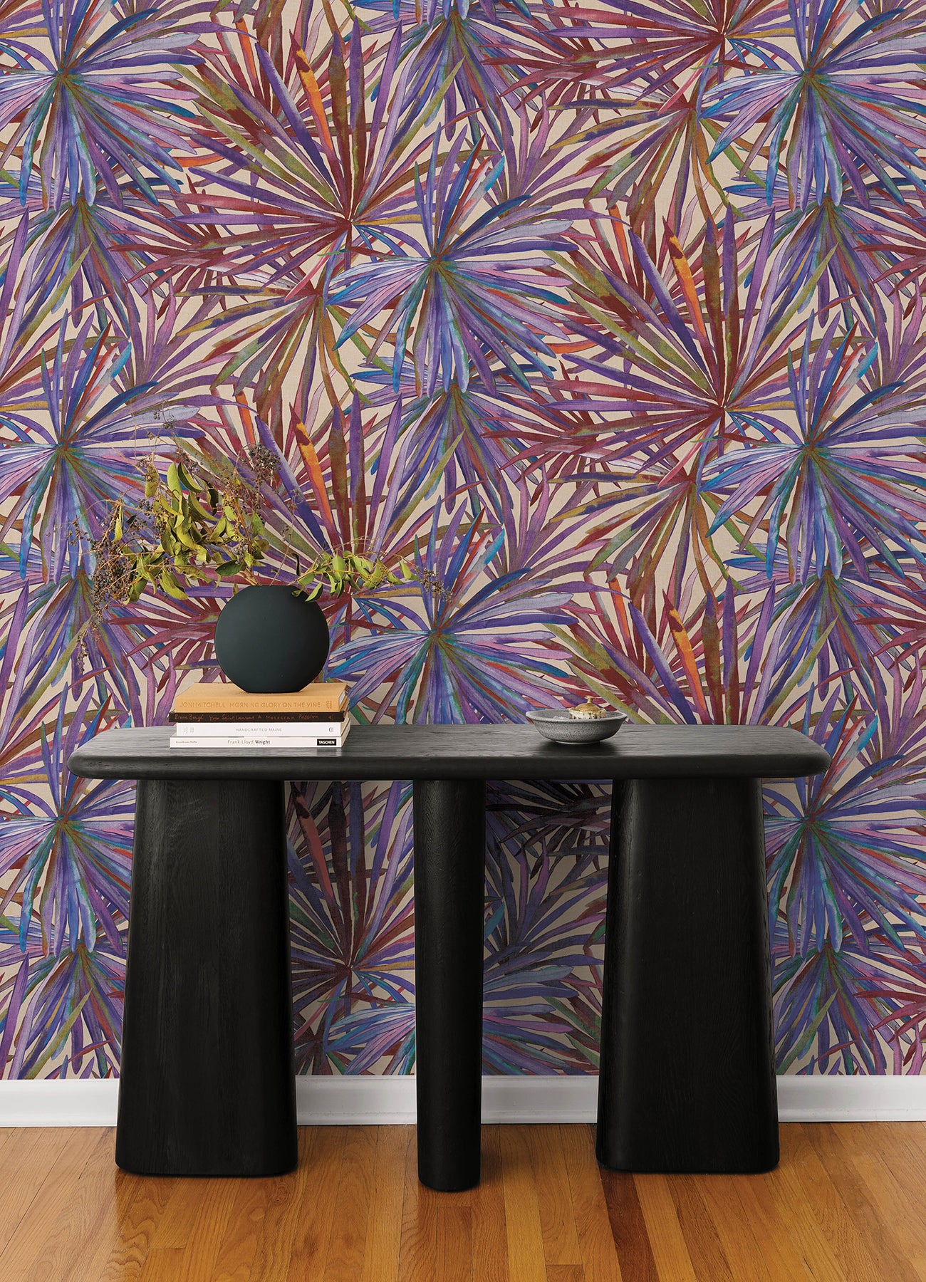 Purchase 4193-7452 A-Street Wallpaper, Corifa Purple Palm Leaf - Portofino1