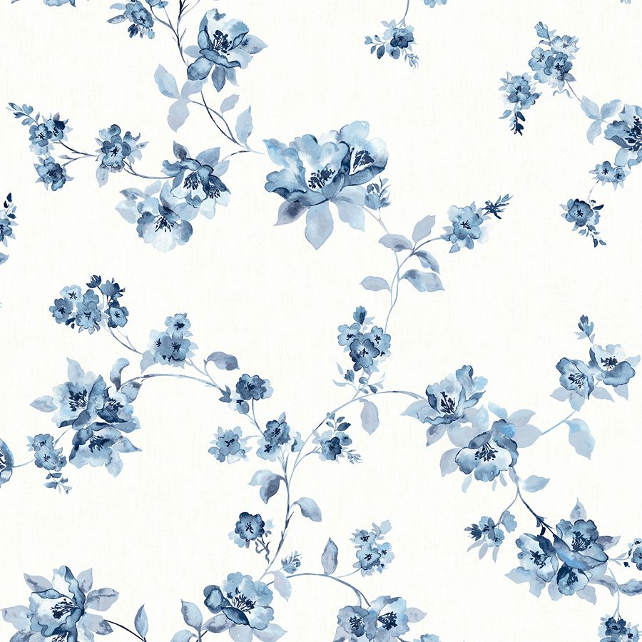 Purchase 4199-24481 Chesapeake Wallpaper, Festival Floral Blue Trailing - Modern Farmhouse