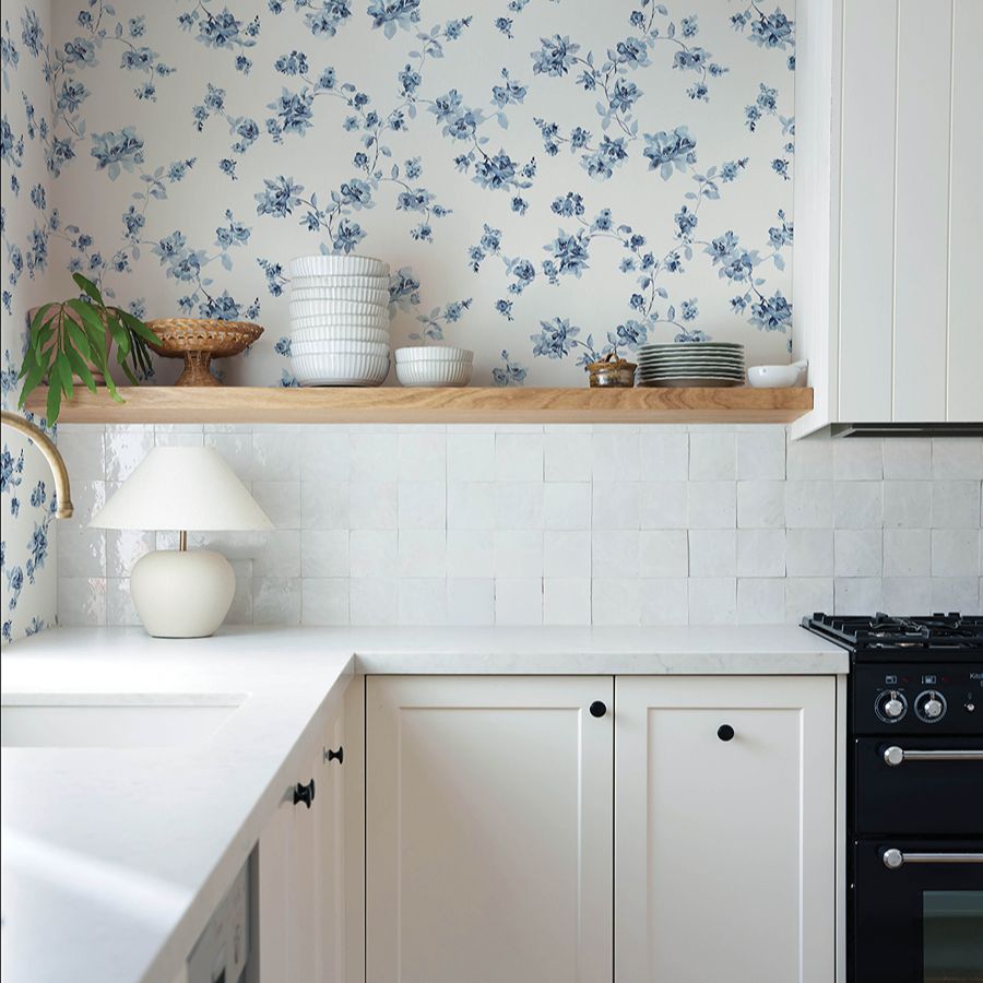 Purchase 4199-24481 Chesapeake Wallpaper, Festival Floral Blue Trailing - Modern Farmhouse1