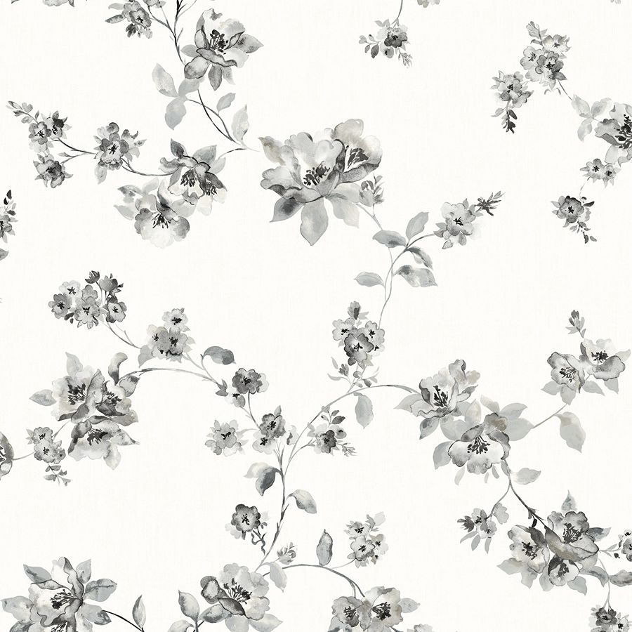 Purchase 4199-24482 Chesapeake Wallpaper, Festival Floral Charcoal Trailing - Modern Farmhouse