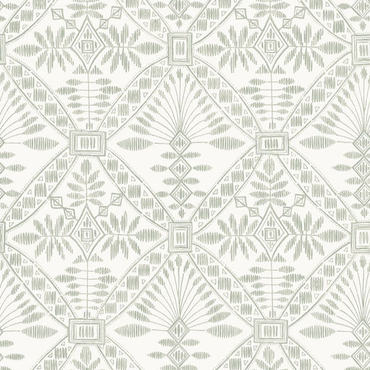 Purchase 4199-27775 Chesapeake Wallpaper, Emmarie Green Geometric - Modern Farmhouse