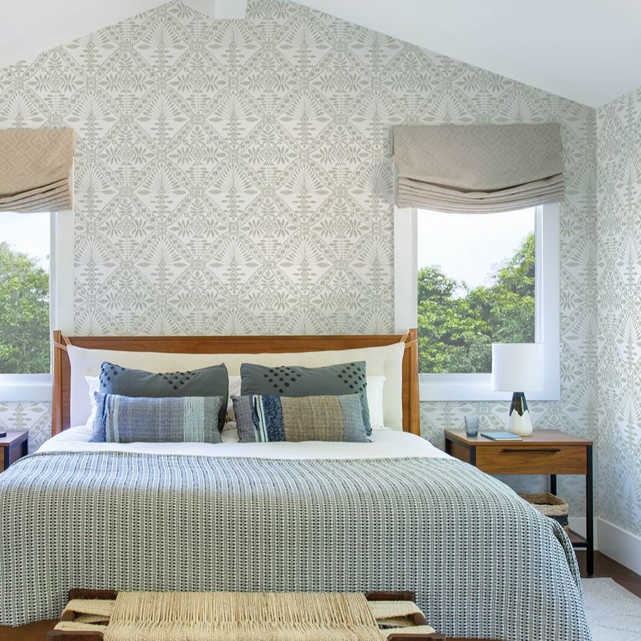 Purchase 4199-27775 Chesapeake Wallpaper, Emmarie Green Geometric - Modern Farmhouse1