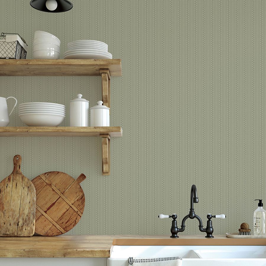 Purchase 4199-27779 Chesapeake Wallpaper, Curtis Moss Embellished Stripe - Modern Farmhouse1
